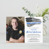 Thin Blue Line Photo Police Officer Graduation Invitation (Standing Front)