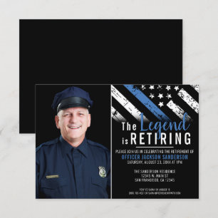 Thin Blue Line Photo Police Retirement Party Invitation