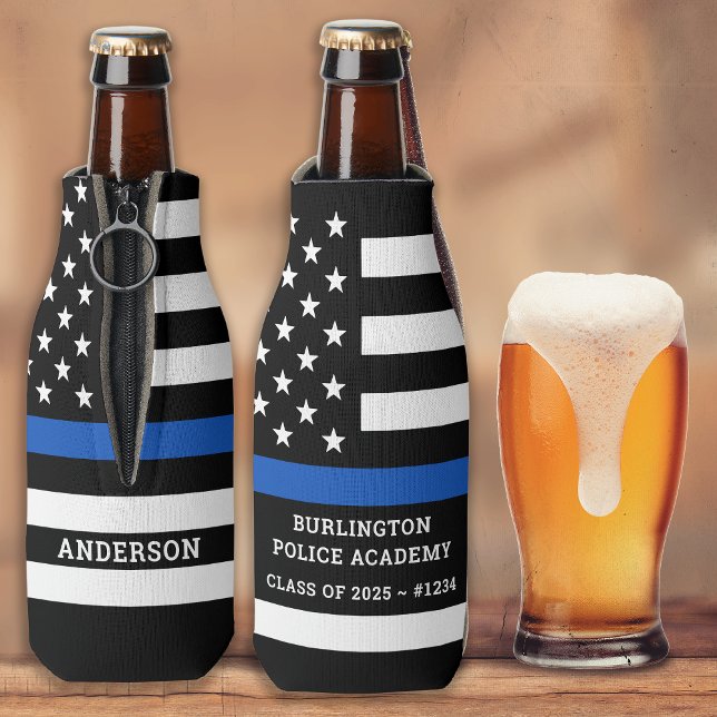 Thin Blue Line Police Academy Graduation  Bottle Cooler (Creator Uploaded)