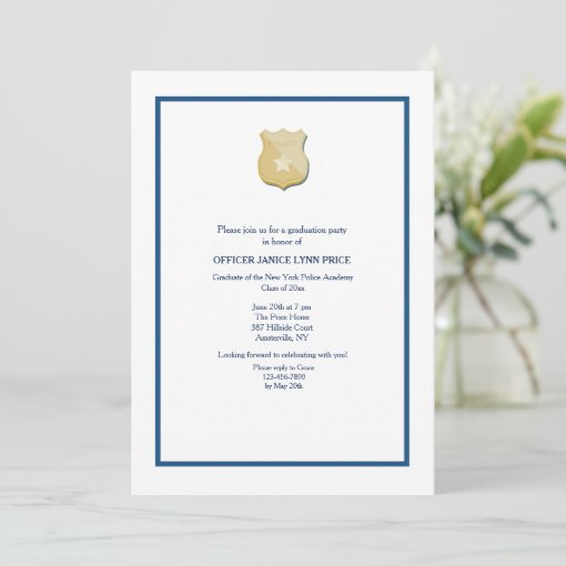 Thin Blue Line Police Academy Graduation Party Invitation Zazzle 1225