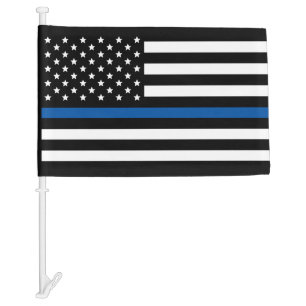 Thin Blue Line Police American Car Flag