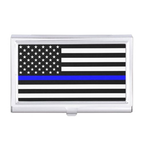 Thin Blue Line Police American Flag Business Card Case