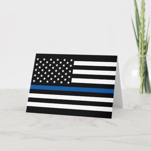 Thin Blue line Police American Flag Card