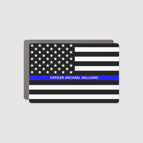 Thin Blue Line Police American Flag Personalized Car Magnet