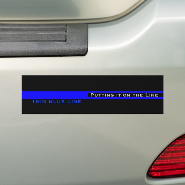 Thin Blue Line Police Appreciation LEO Bumper Sticker (On Car)