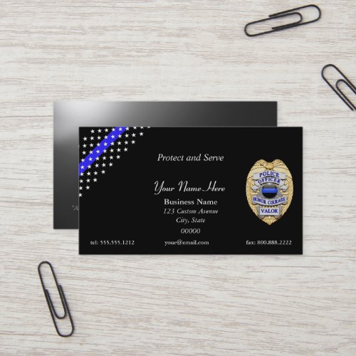 Thin Blue Line Police Badge and Handcuff Key Business Card