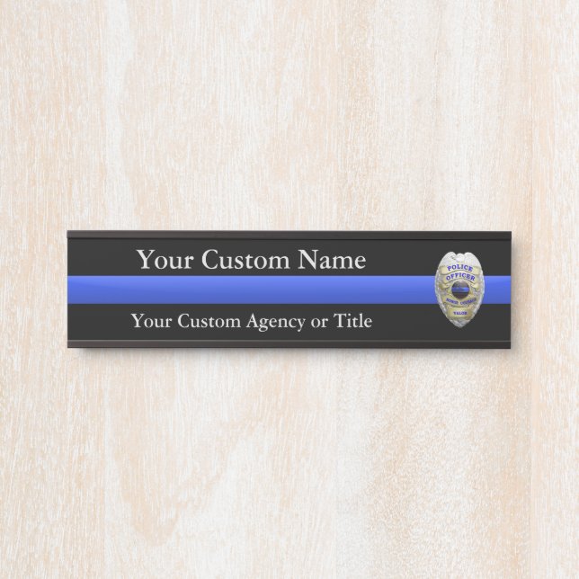 Thin Blue Line Police Badge Door Sign (Front)