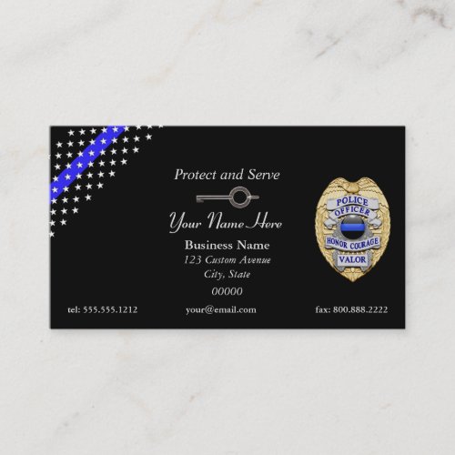 Thin Blue Line Police Badge Handcuff Key Business Card