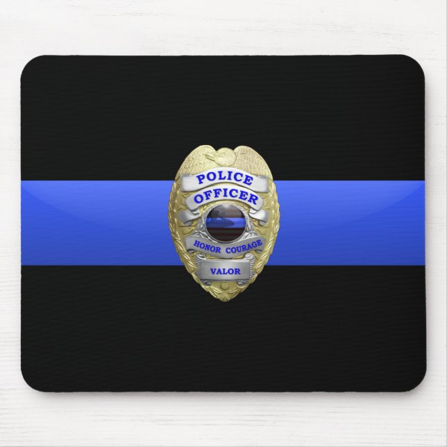 Thin Blue Line Police Badge Mouse Pad (Front)
