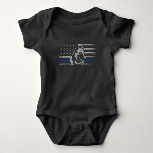 Thin Blue Line Police Belgian Malinois Dog Baby Bodysuit