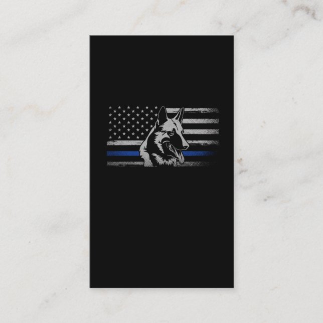 Thin Blue Line Police Belgian Malinois Dog Business Card (Front)