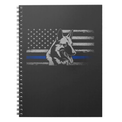 Thin Blue Line Police Belgian Malinois Dog Notebook