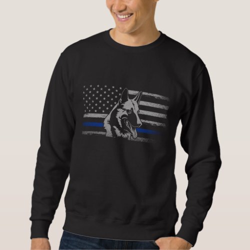 Thin Blue Line Police Belgian Malinois Dog Sweatshirt