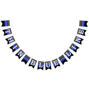 Thin Blue Line Police Bunting Flags