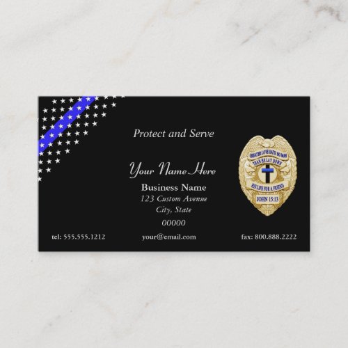 Thin Blue Line Police Chaplain Badge Business Card