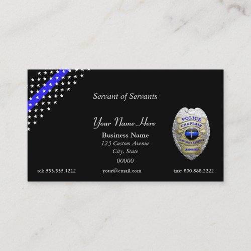 Thin Blue Line Police Chaplain Badge Business Card