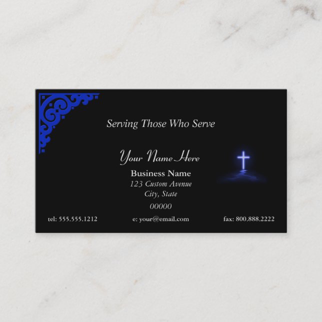 Thin Blue Line Police Chaplain Cross Business Card (Front)