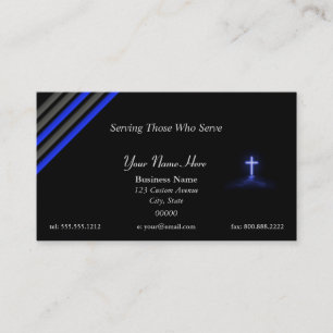 Thin Blue Line Police Chaplain Cross Business Card