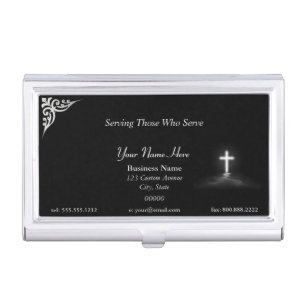 Thin Blue Line Police Chaplain Cross Business Card Case