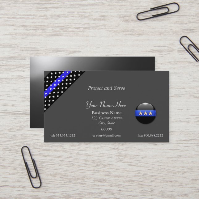 Thin Blue Line Police Chief Business Card (Front/Back In Situ)