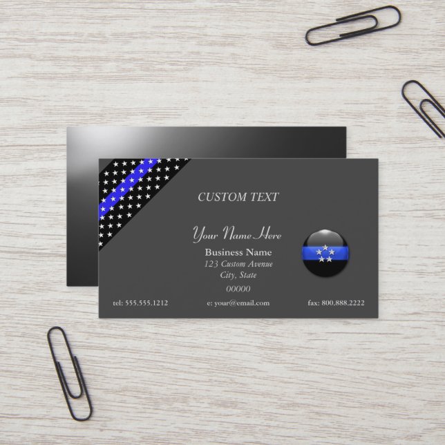 Thin Blue Line Police Chief Business Card (Front/Back In Situ)
