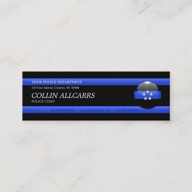 Thin Blue Line Police Chief Custom Business Card (Front)