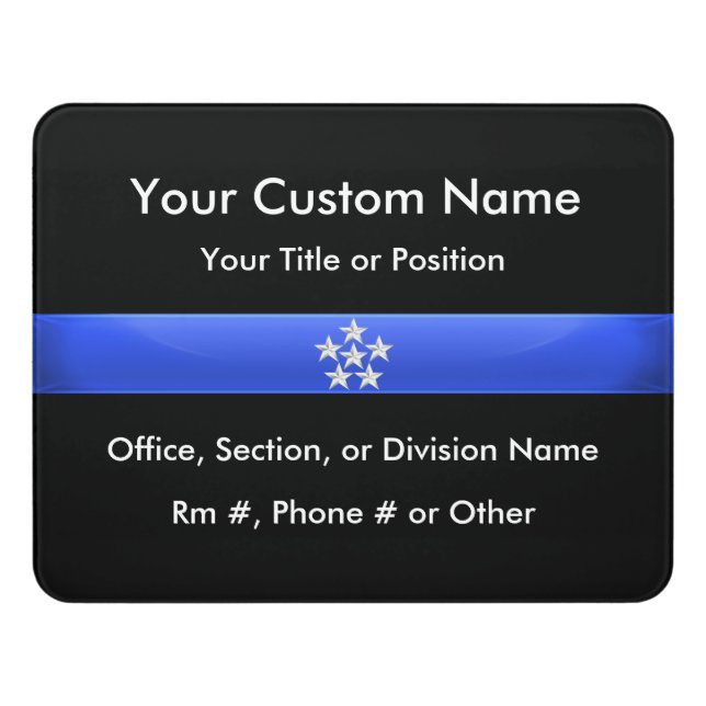Thin Blue Line Police Chief Door Sign (Contemporary Front)
