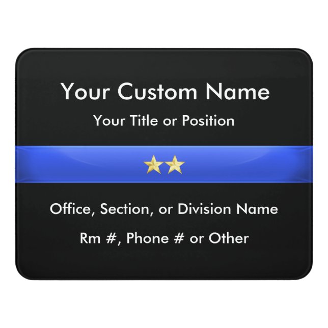 Thin Blue Line Police Chief Door Sign (Contemporary Front)