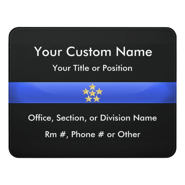 Thin Blue Line Police Chief Door Sign (Contemporary Front)
