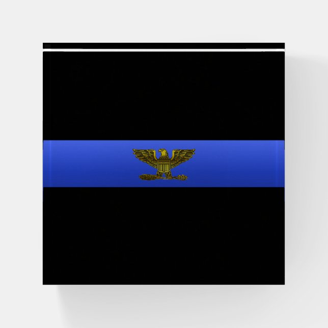 Thin Blue Line Police Chief Eagle Rank Insignia Paperweight (Front)