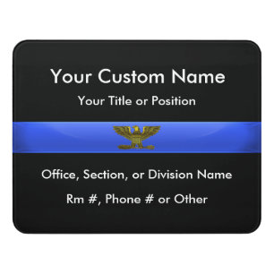 Thin Blue Line Police Chief or Colonel Door Sign