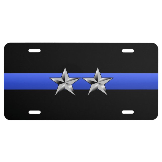 Thin Blue Line - Police Chief Rank Insignia License Plate (Front)