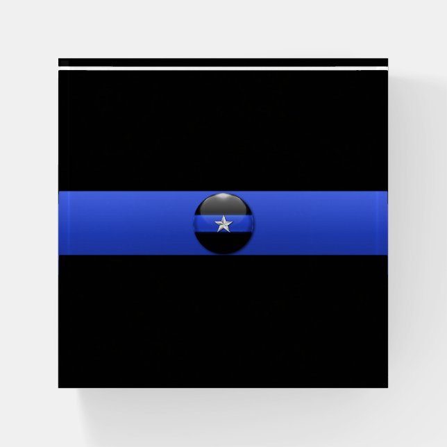 Thin Blue Line Police Chief Star Rank Insignia Paperweight (Front)