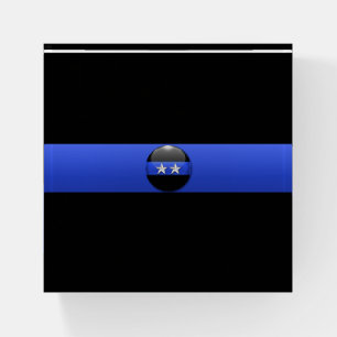 Thin Blue Line Police Chief Stars Rank Insignia Paperweight