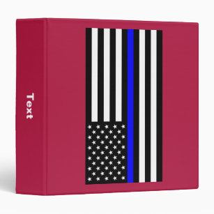 Thin Blue Line Police Cops American Flag 3 Ring Binder