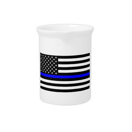 Thin Blue Line Police Cops American Flag Beverage Pitcher
