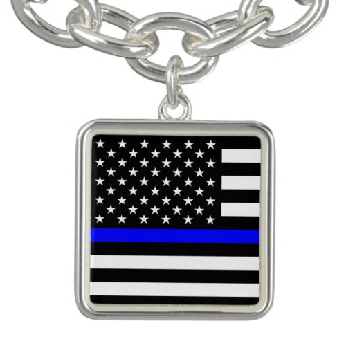 Thin Blue Line Police Cops American Flag Bracelet