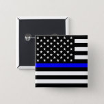 Thin Blue Line Police Cops American Flag Button at Zazzle