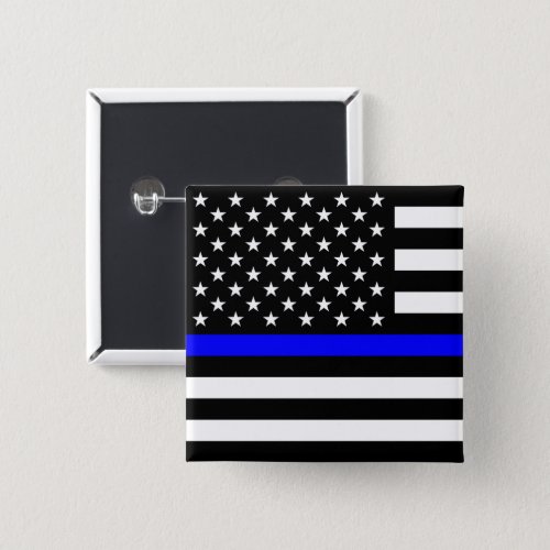 Thin Blue Line Police Cops American Flag Button