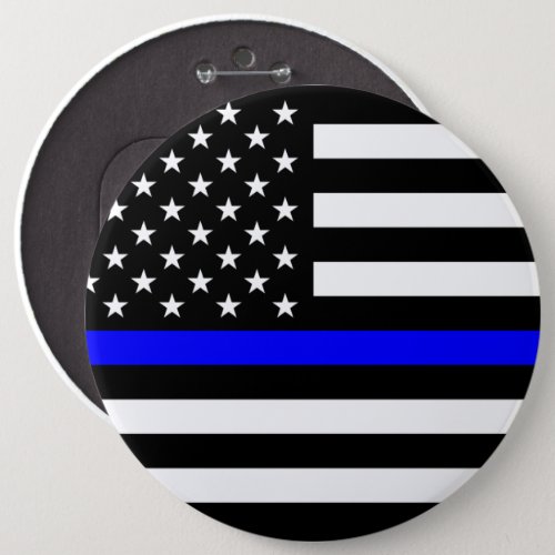 Thin Blue Line Police Cops American Flag Button