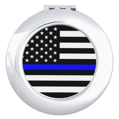 Thin Blue Line Police Cops American Flag Compact Mirror