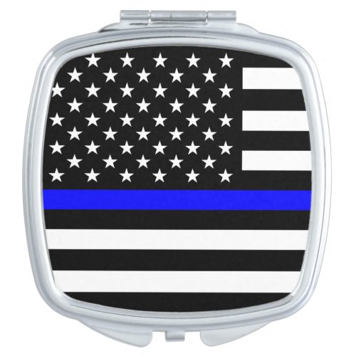 Thin Blue Line Police Cops American Flag Compact Mirror
