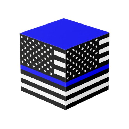 Thin Blue Line Police Cops American Flag Cube