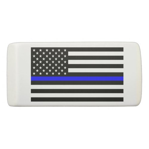 Thin Blue Line Police Cops American Flag Eraser