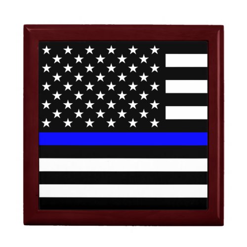 Thin Blue Line Police Cops American Flag Gift Box