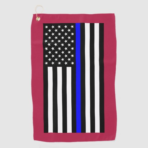 Thin Blue Line Police Cops American Flag Golf Towel