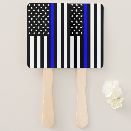 Thin Blue Line Police Cops American Flag Hand Fan