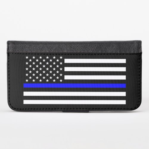 Thin Blue Line Police Cops American Flag iPhone X Wallet Case