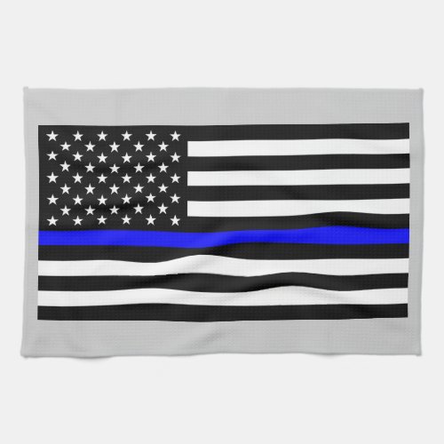 Thin Blue Line Police Cops American Flag Kitchen Towel