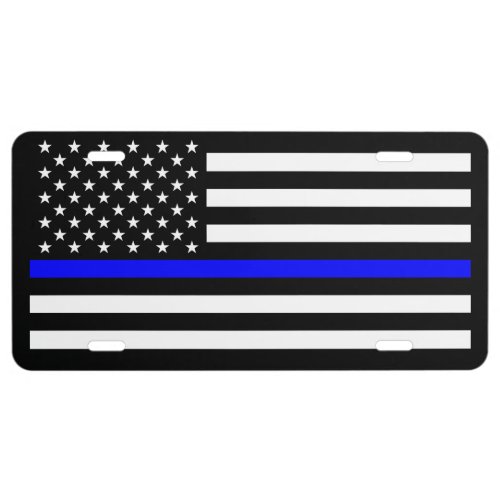 Thin Blue Line Police Cops American Flag License Plate